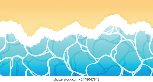 Sea blue clear water surface pattern background vector. Summer wallpaper of beach and sand top view, water ripple texture, ocean deep. Summer time vacation illustration for cover, ads, backdrop.