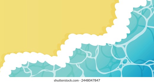Sea blue clear water surface pattern background vector. Summer wallpaper of beach and sand top view, water ripple texture, ocean deep. Summer time vacation illustration for cover, ads, backdrop.
