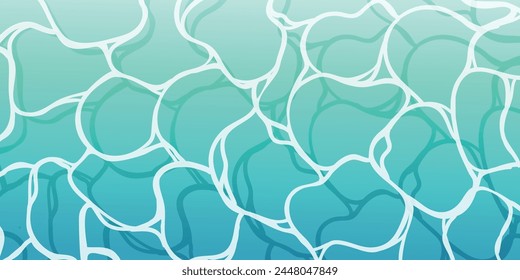 Sea blue clear water surface pattern background vector. Summer wallpaper of beach or pool top view, water ripple texture, ocean deep. Summer time vacation illustration for cover, ads, backdrop.