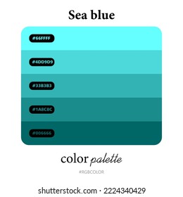 Sea blue color palettes accurately with codes, Perfect for use by illustrators