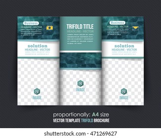 Sea Blue Colors Geometric Elements Style Business Tri-Fold Brochure Design. Corporate Leaflet, Cover Template