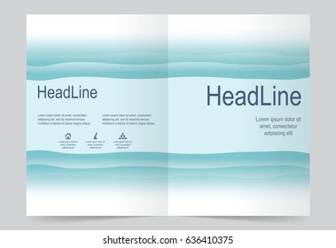 Sea Blue Cover template background, flyer design. Abstract template for annual business report, poster