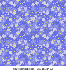 A Sea of Blue Flowers A Harmonious Dance of Nature seamless pattern vector illustration for wallpaper, textiles, fabric and designer packaging.