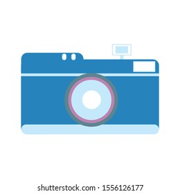 A Sea Blue Hand Held Camera On White