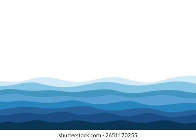 Sea blue ocean waves, wavy water lines, abstract background, flat design, vector illustration. Background background for banners, decorations, and covers with space for text. The graphic element 