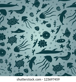 sea blue seamless pattern