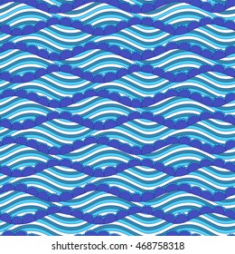 Sea blue wave pattern, seamless. Vector EPS 8.