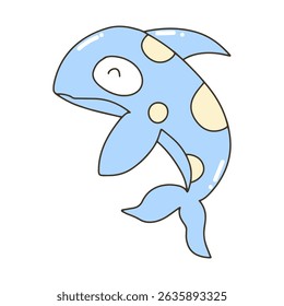 sea ​​plants, blue whales and various shells. cute illustration images