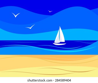 Sea with boat.