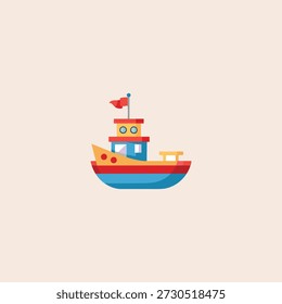 Diseño de Vector plano de icono de barco de mar.