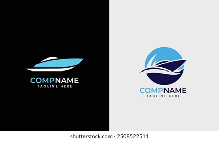Sea Boat logo design boat man beach ocean ship water boat wave fishing boat minimalist modern symbol template 