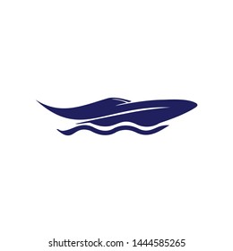 sea and a boat logo template
