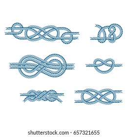 Sea boat rope knots vector illustration isolated marine navy cable natural tackle sign