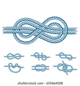 Sea boat rope knots vector illustration isolated marine navy cable natural tackle sign