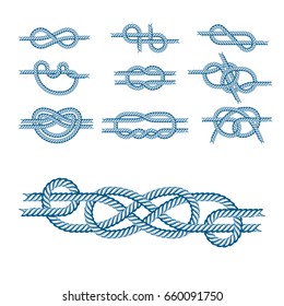 Sea boat rope knots vector illustration isolated marine navy cable natural tackle sign