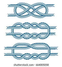 Sea Boat Rope Knots Vector Illustration Isolated Marine Navy Cable Natural Tackle Sign