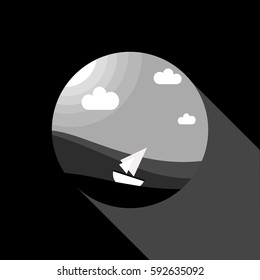 sea boat ship water black