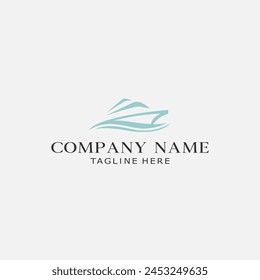 sea boat vector logo on white background