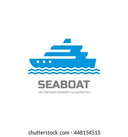 Sea boat - vector logo template concept illustration. Marine nautical ship sign. Design element.