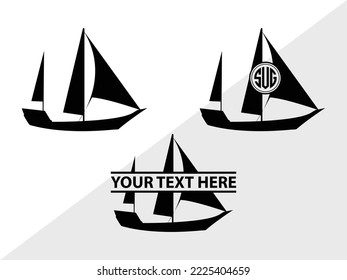 Sea Boats Monogram Printable Vector Illustration