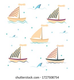 sea boats - vector illustration, eps