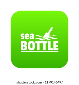 Sea bottle icon green vector isolated on white background