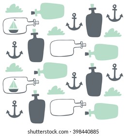 sea bottle pattern vector design