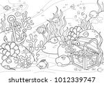 Sea bottom illustration, line artwork, format A3 