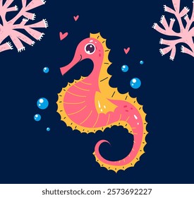 Sea bottom life animals underwater landscape background concept. Vector cartoon graphic design illustration