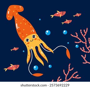 Sea bottom life animals underwater landscape background concept. Vector cartoon graphic design illustration