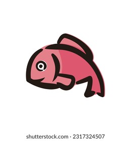 Sea bream - Japanese new year icon (Hand-drawn line, colored version)