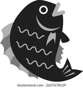 Sea Bream Japanese Style Icon Illustration (Monochrome)