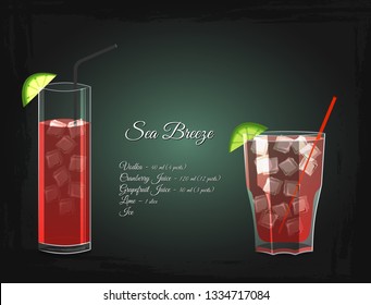 Sea Breeze alcohol cocktail vector