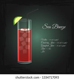 Sea Breeze alcohol cocktail vector