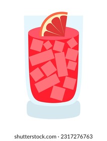 Sea breeze. Bright summer cocktail with ice and grapefruit slice. 