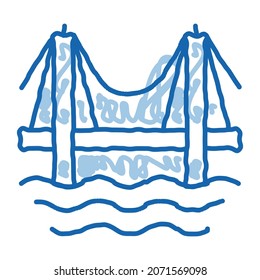 Sea Bridge sketch icon vector. Hand drawn blue doodle line art Sea Bridge sign. isolated symbol illustration