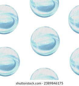 Sea bubbles. Marine seamless pattern. Vector illustration in watercolor style. Greeting cards, covers, fabric, wrapping paper, wallpaper, textile.