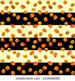 Sea buckthorn. Background Pattern Texture of Berry Seabuckthorn - stock vector