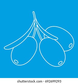 Sea buckthorn berries icon blue outline style isolated vector illustration. Thin line sign