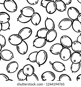 sea buckthorn berries vector pattern