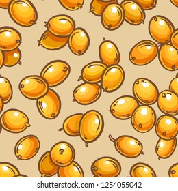 sea buckthorn berries vector pattern
