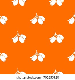 Sea buckthorn branch pattern repeat seamless in orange color for any design. Vector geometric illustration