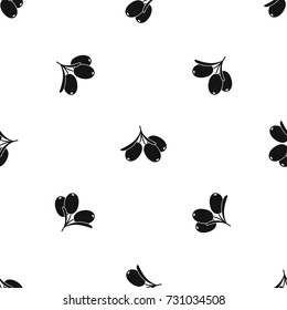 Sea buckthorn branch pattern repeat seamless in black color for any design. Vector geometric illustration