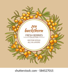 sea buckthorn vector frame on color background
