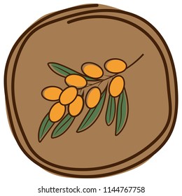sea buckthorn vector icon on beige background