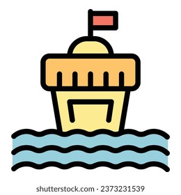 Sea buoy icon outline vector. Water safety. Kid vest color flat