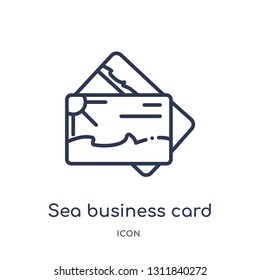 sea business card icon from other outline collection. Thin line sea business card icon isolated on white background.