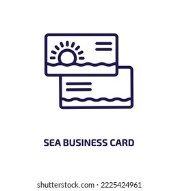 Sea Business Card Icon From Other Collection. Thin Linear Sea Business Card, Tourism, Sea Outline Icon Isolated On White Background. Line Vector Sea Business Card Sign, Symbol For Web And Mobile