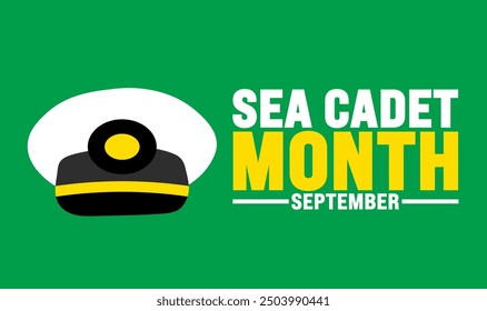 Sea Cadet Month is observed every year in September. Holiday concept. Template for background, banner, card, poster, placard, design template with unique shapes with standard color.