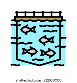 sea cages salmon color icon vector. sea cages salmon sign. isolated symbol illustration